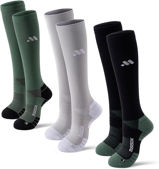 Compression Socks for Women and Men,Knee High 15-20mmHg Graduated Circulation Support(3 Pairs)for Nurses,Pregnant,Travel