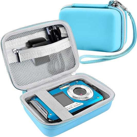 Leayjeen underwater camera case Compatible with YISENCE/HICSHON Waterproof Digital Camera Underwater Camera Full HD 2.7K 48 MP Video Recorder and More Accessories-Blue(Case Only)