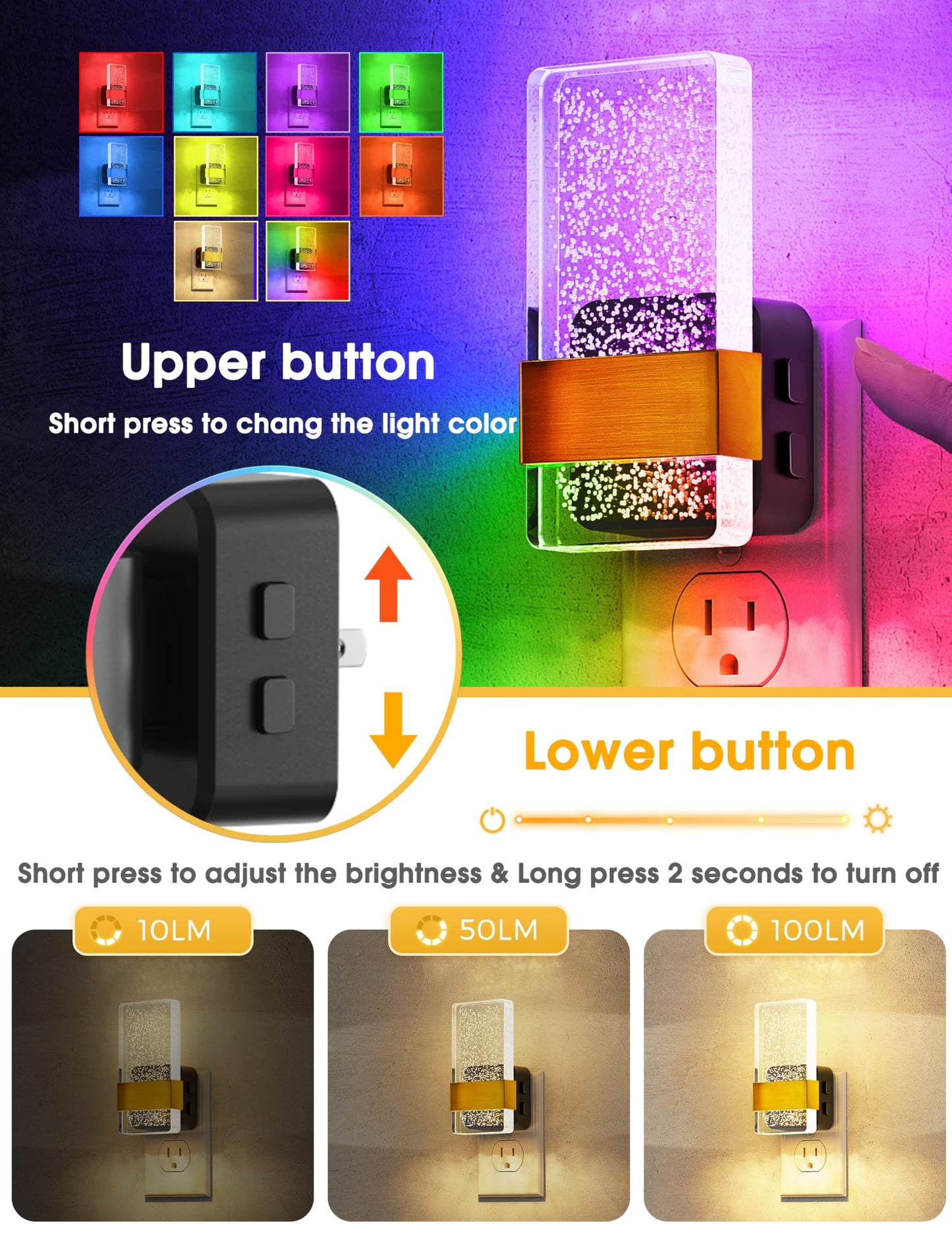 L LOHAS LED Night Lights Plug Into Wall [4 Pack], Night Light with Dusk to Dawn Sensor, Night Light, 0-100LM Dimmable Nightlight for Kids, Bathroom, Hallway,Gift