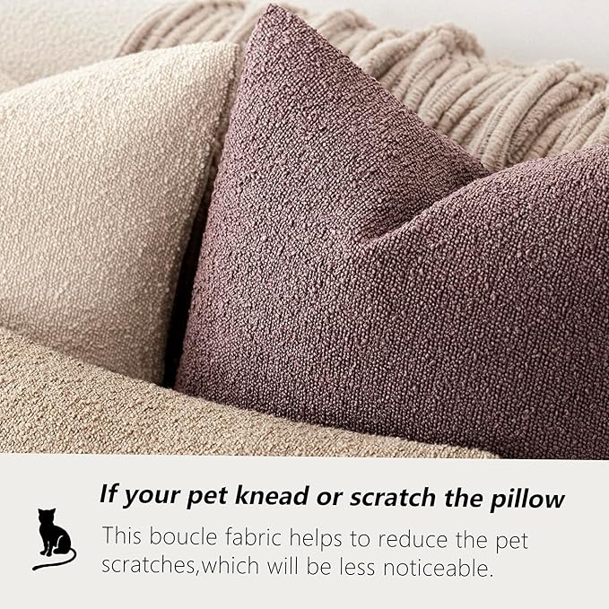 Foindtower Decorative Textured Boucle Throw Pillow Covers Accent Solid Pillow Cases Neutral Soft Cozy Couch Cushion Case for Chair Sofa Bedroom Living Room Home Decor 22x22 Inch,1PC,Dark Purple