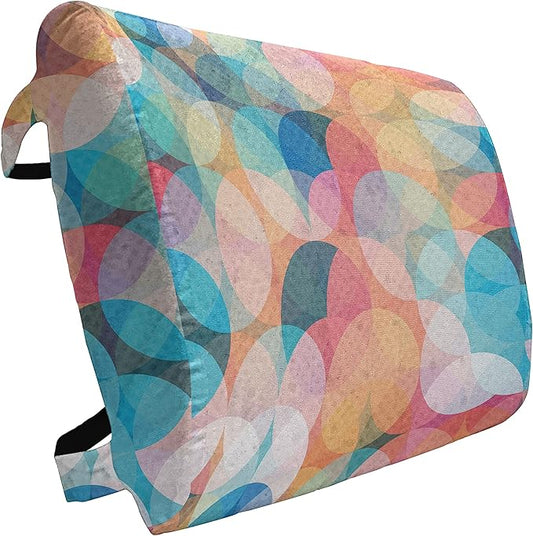 Ambesonne Geometric Lumbar Back Support Pillow, Soft Toned Overlap Circles Mosaic Birthday Party Pastel Design, High Density Foam for Office Chairs Car Seats, 14" x 13", Peach Coral Blue