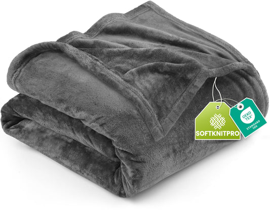 Utopia Bedding Fleece Blanket Queen Size Grey (90x90 Inches) Ultra Soft Warm Lightweight Microfiber Breathable Anti-Static Cozy Bed Blanket, All-Season Home Decor Gift for Women and Men