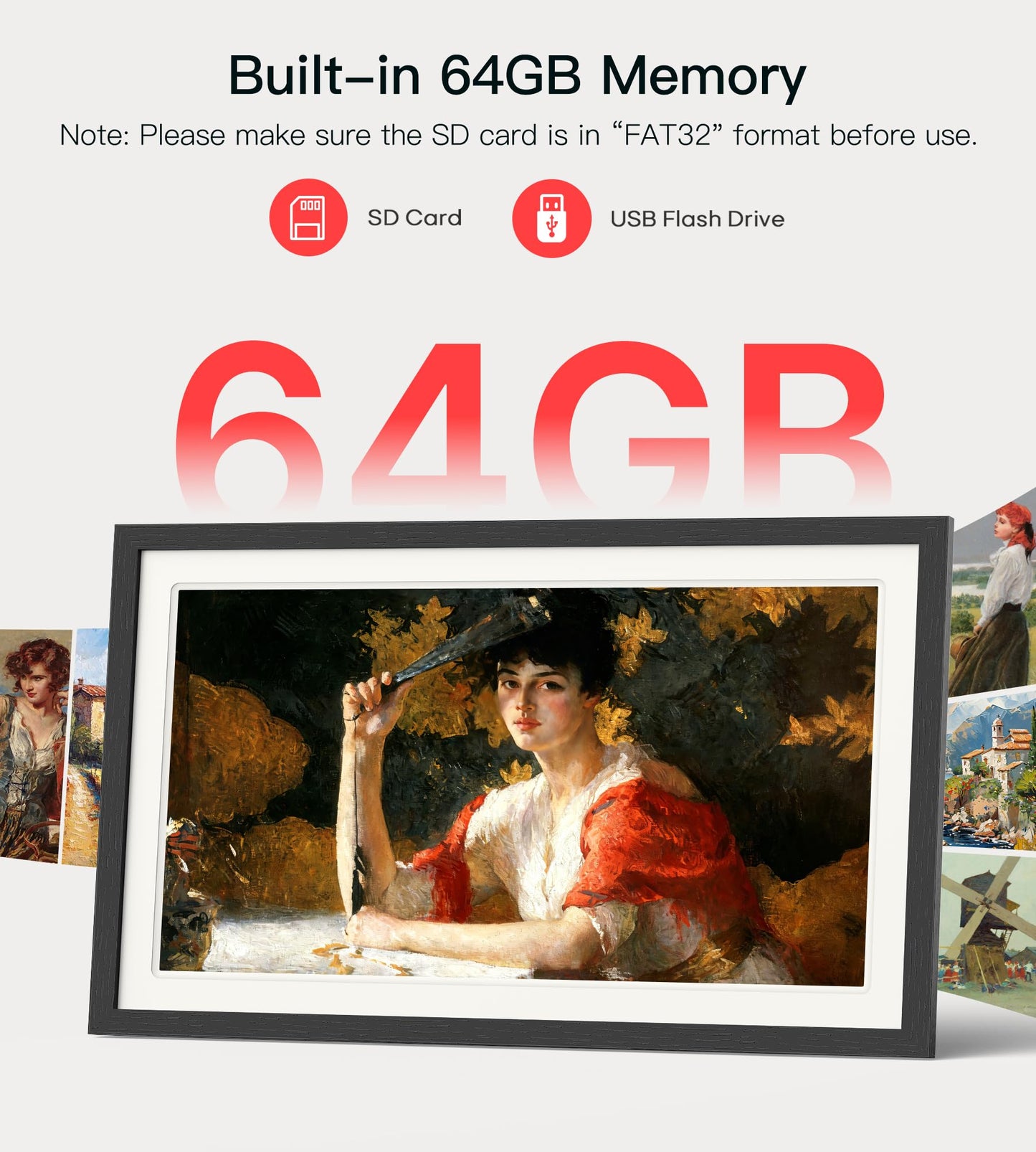 BIGASUO 21.5" Large Digital Picture Frame 64GB, Frameo Digital Photo Frames WiFi with 1920x1080 FHD IPS Touch Screen, Share Photos/Videos Via Frameo App/USB/SD, Photo Gifts for Parent and Grandparent