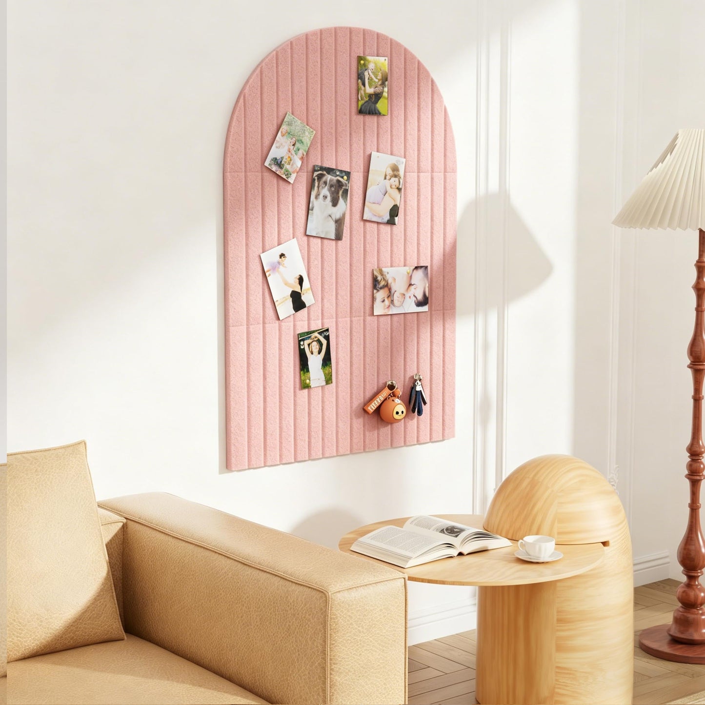 Felt Bulletin Board, 35" x 24" Cork Board Alternative, Decorative Felt Pin Board with 30 Push Pins, Vision Board for Office Home Bedroom Wall Decor, Photo Display(Pink, Arched - 35 x 24 Inches)