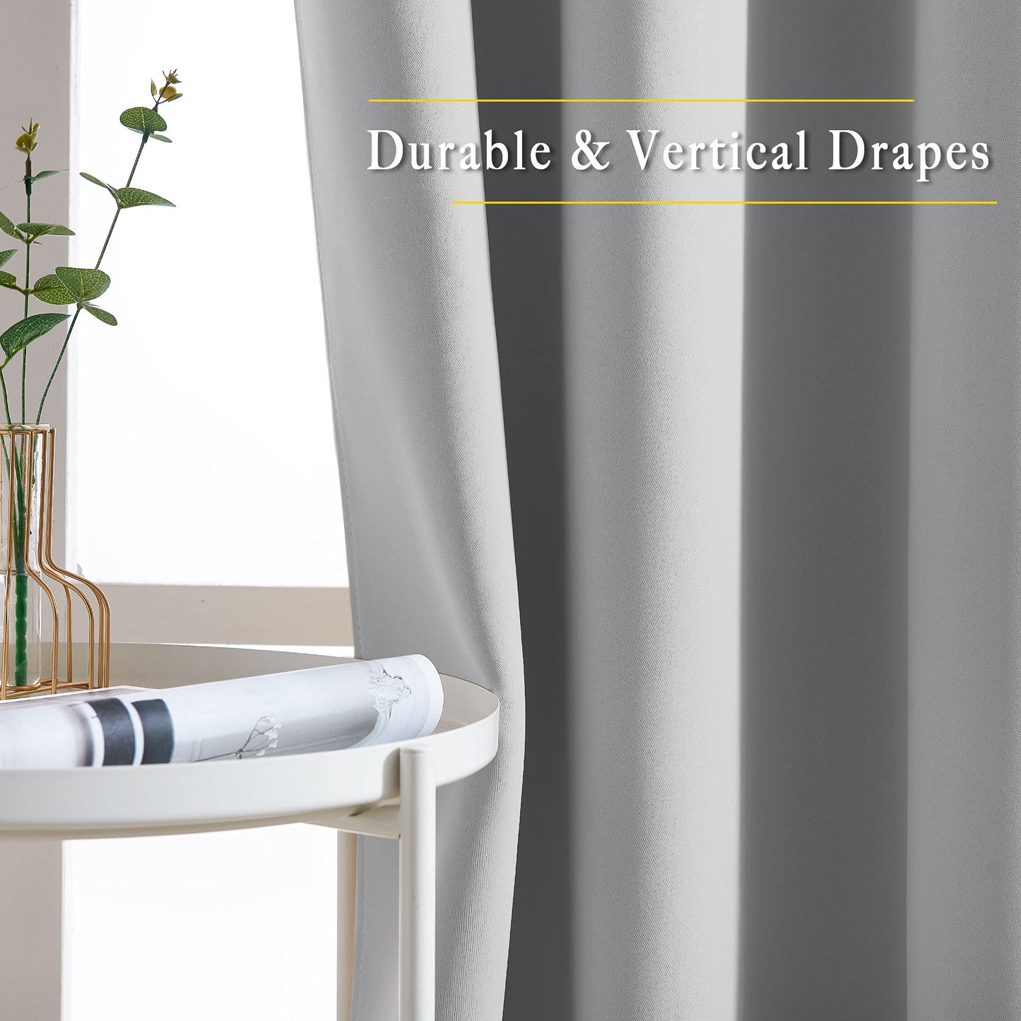 NICETOWN Light Gray Blackout Curtains 84 inch Long for Bedroom - Thermal Insulated Solid Grommet Light Blocking Window Curtains & Drapes for Living Room (2 Panels, 52 x 84 Inch, Silver Grey)