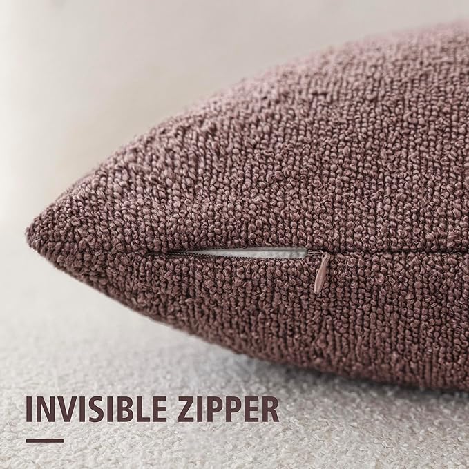 Foindtower Decorative Textured Boucle Throw Pillow Covers Accent Solid Pillow Cases Neutral Soft Cozy Couch Cushion Case for Chair Sofa Bedroom Living Room Home Decor 26x26 Inch,1PC,Dark Purple
