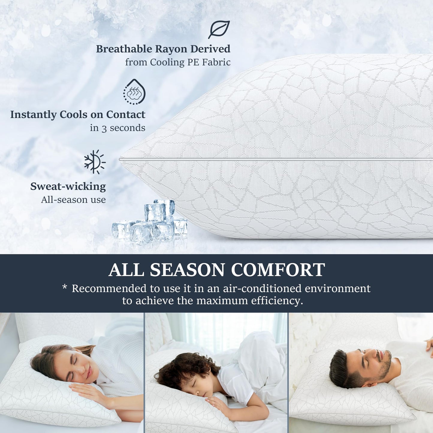 COZSINOOR Bed Pillows Queen Size - Breathable Premium Down Alternative Pillows Set of 2 for Side, Back, and Stomach Sleepers Cooling Hotel Quality Fluffy Soft Microfiber Fill Skin-Friendly