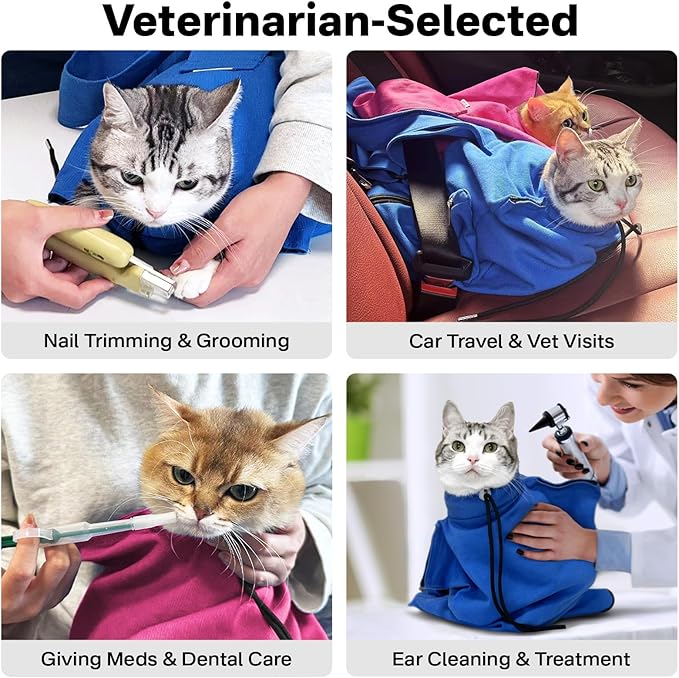 Amkune [Cozy Travel] Cat Carrier Pouch, Soft Cat Carrier for Small Cats, Carrying Sack, Restraint Bag for Nail Trimming, Vet Visits, Giving Meds, Dental Care, Car Travel - Magenta Pink