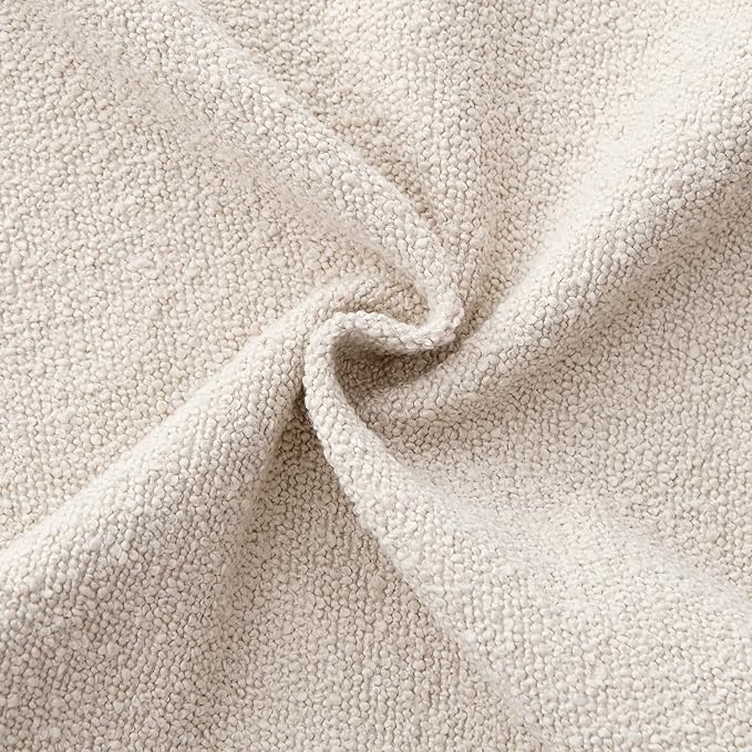 ANRODUO Pack of 2 Textured Boucle Throw Pillow Covers Soft Beige Decorative Accent Solid Pillow Cases Cozy Modern Couch Cushion Case for Chair Sofa Bedroom Living Room Spring Home Decor, 18 x 18 Inch