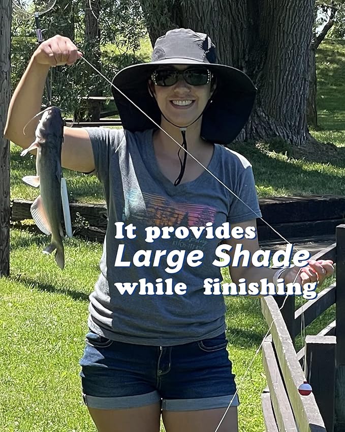 Camptrace Sun Hats for Women Men UPF 50+ UV Protection Wide Brim Hiking Fishing Hat with Neck Flap