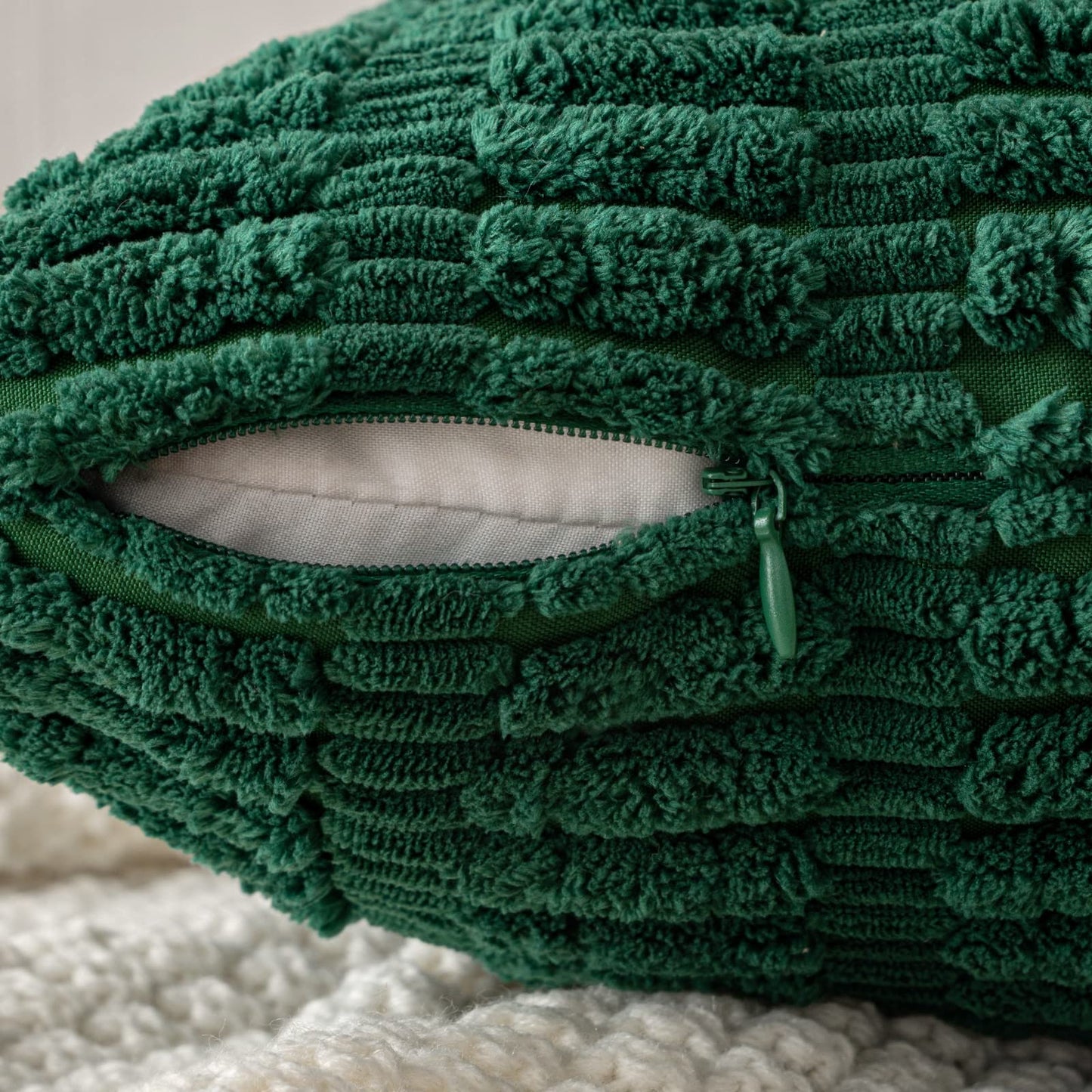MIULEE Pack of 2 Dark Green Corduroy Decorative Pillow Covers 20x20 Inch Soft Boho Striped Throw Pillow Covers Modern Farmhouse Home Decor for Sofa Living Room Couch Bed