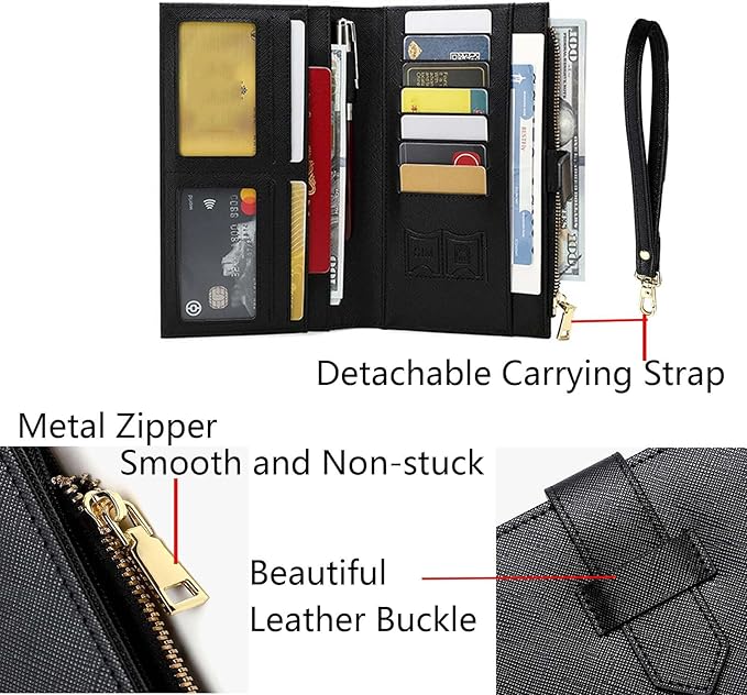 Waterproof Family Passport Organizer with RFID Blocking Genuine Leather Document Holder Card Slots Travel Wallet for Women Men Black (Beige)