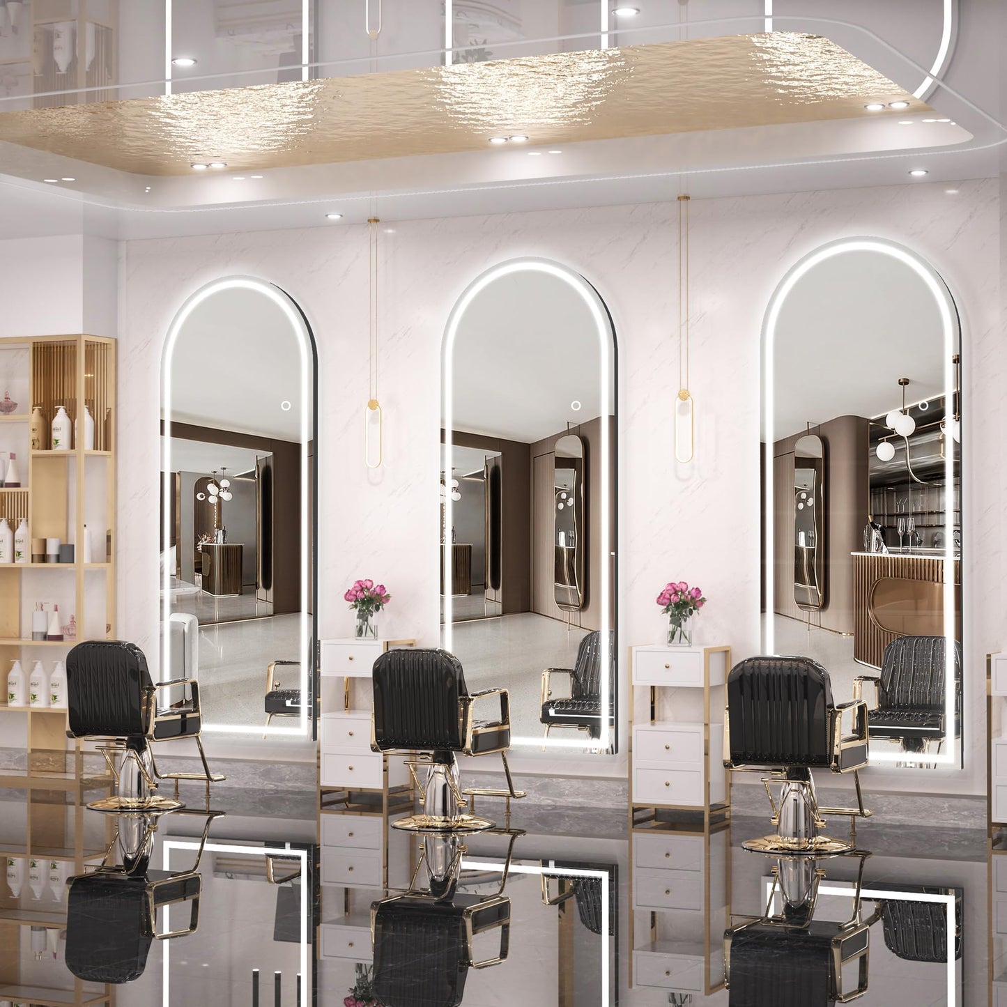 Hasipu 95" X 40" Full Length Mirror with Lights, Aluminum Frame Arch Led Mirror Full Length and 3 Colors Temperatures & Brightness Adjustable