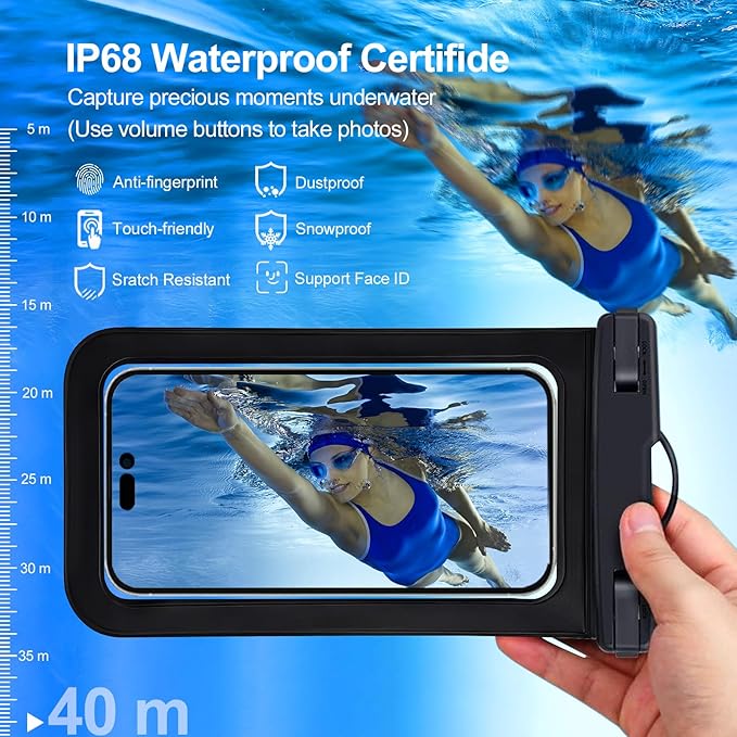 Up to 8.3" 4 Pack Multicolor Universal Waterproof Phone Pouch, Large Phone Waterproof Case Dry Bag,Protection Level: IP68,Outdoor Sports for Apple iPhone,Samsung,and More,White,Blue,Red,Purple