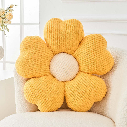 Kcvvcr Flower Throw Pillow, Cute Flower Shaped Pillow Decorative Throw Pillow for Bed Couch, Soft Daisy Pillows Floor Seating Cushion Cushions (19.6 Inch Yellow)
