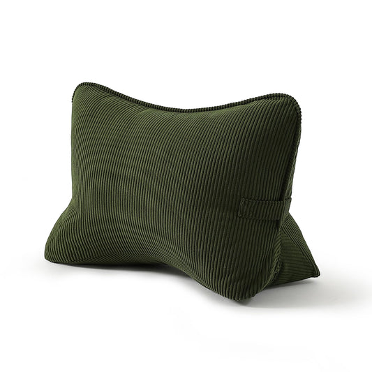 Ailuteie Pat. Pend. Corduroy Ergonomic Lumbar Support Pillow for Sitting Support, Triangle Back Cushion for Sofa, Armchair & Bed, Washable Cover, Avocado Green