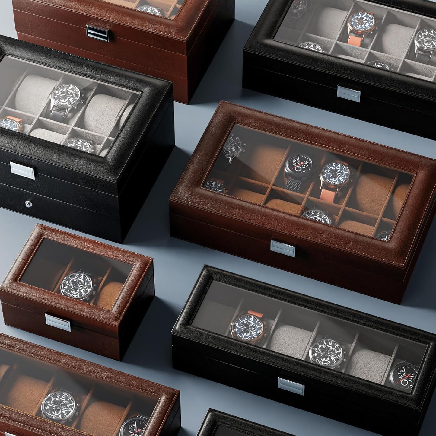 ProCase Watch Box, 6 Slot Mens Watch Case, Watch Storage Holder Organizer, Watch Display Case with Glass Lid, Anniversary Birthday Valentine Gifts for Men Women -6 Slot, Black