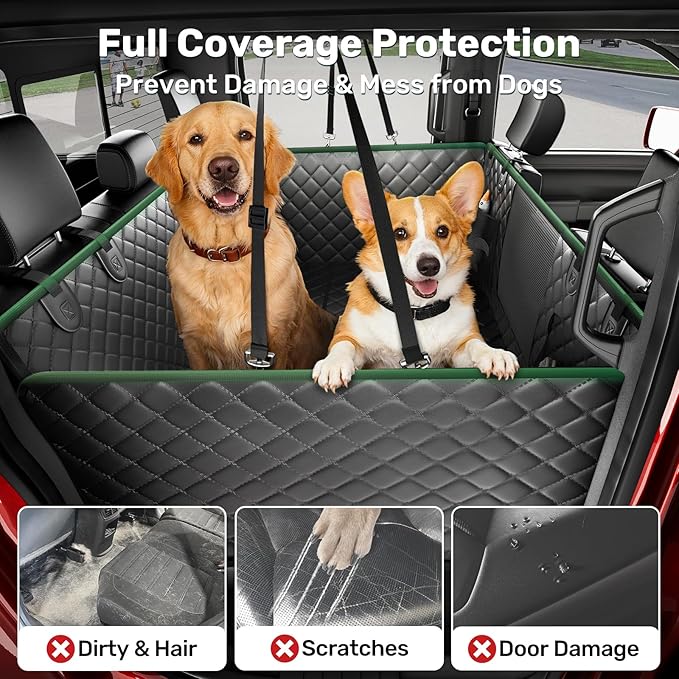 Zanch Heavy-Duty Dog Truck Seat Cover, Flat Solid Back Seat Extender for Multi Large Dogs, Hard-Base Supports 450 lb, Waterproof Hammock Protector, XL for Full-Size Crew Cab Trucks & SUVs, Orange