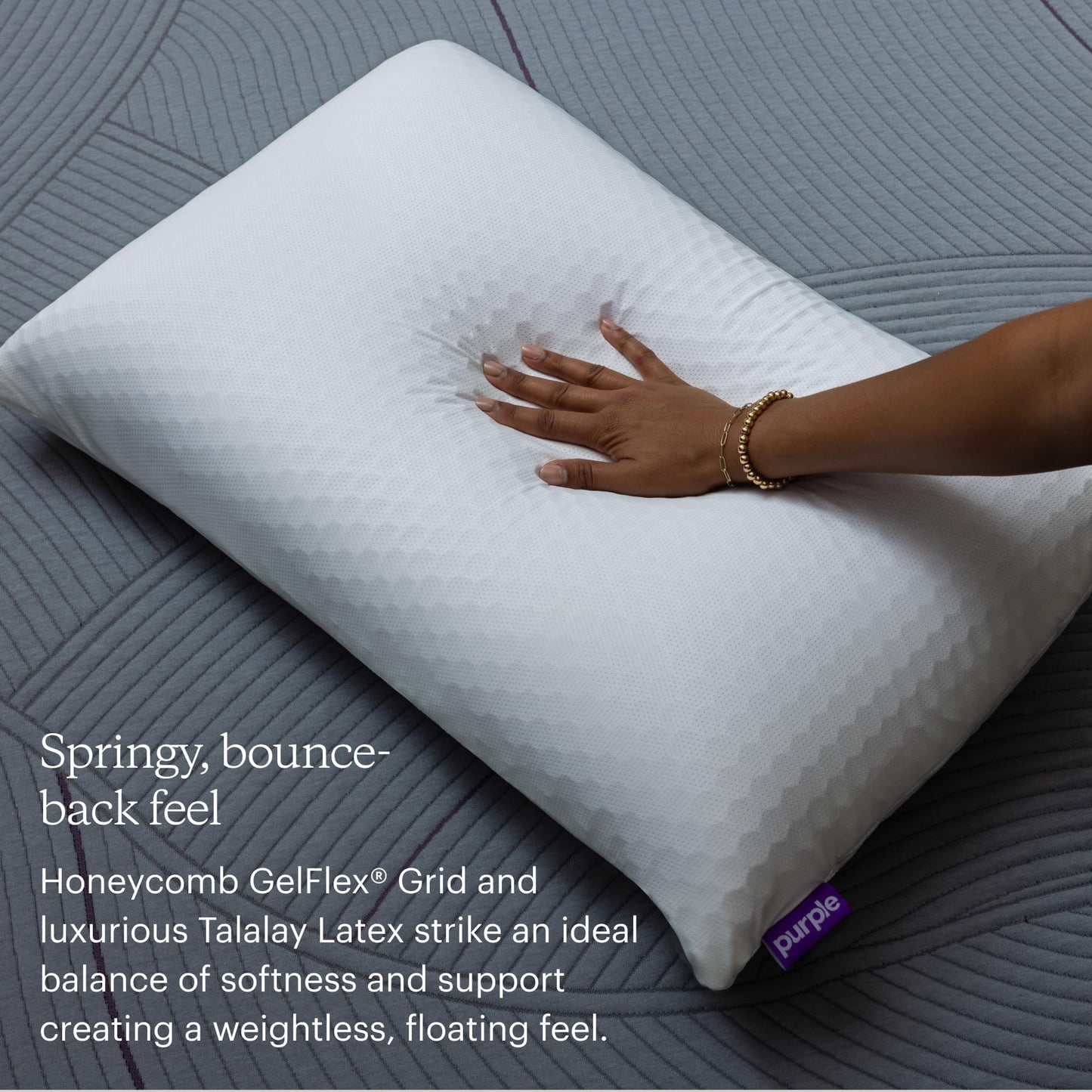 Purple Harmony Pillow - Medium Loft, Standard Size - Cooling Gel Neck and Side Sleeper Pillow, Weightless Medium Feel, GelFlex Grid and Talalay Latex Foam for Pressure-Relieving Support