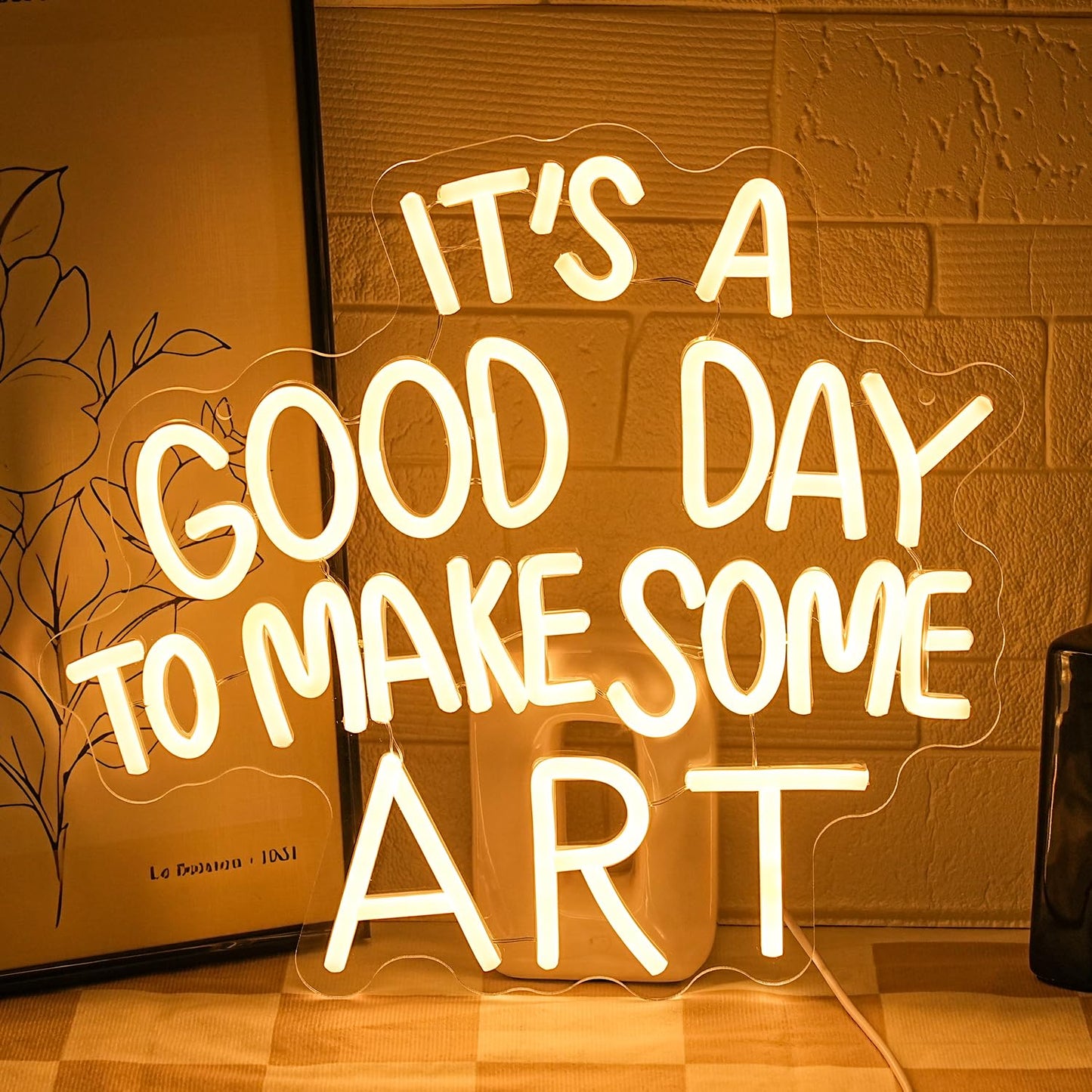 Gyaksjm It's A Good Day to Make Some Art Neon Sign for Wall Decor Aristic LED Light Paint Neon Light Sign Classroom Neon Sign Dimmable Warm White Art Letter Neon Light for Bedroom Classroom Home Gallery Studio