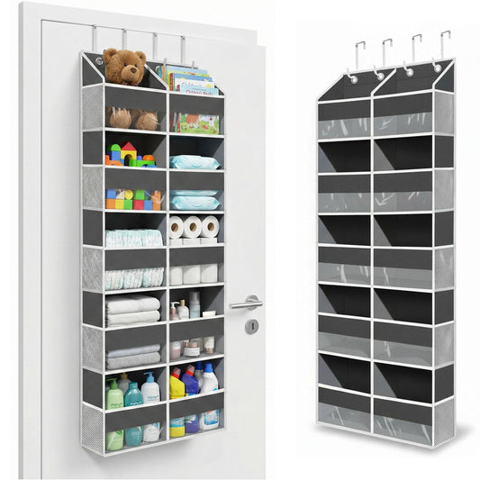 Camkey 10-Pocket Over the Door Organizer with Heavy-Duty 600D Oxford Fabric, Upgraded Hooks with Silicone Protectors for Dorm, Closet Storage, Bedroom, Bathroom