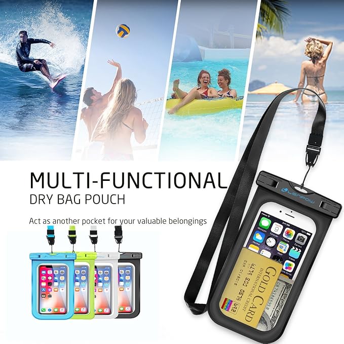 Universal Waterproof Phone Case, 4-Pack IPX8 Water Proof Phone Pouch Clear Cell Phone Dry Bag for Water Games for iPhone 17 16 15 14 13 12 Pro MAX Plus Galaxy S24 S23 S Note Google UP to 7.5"