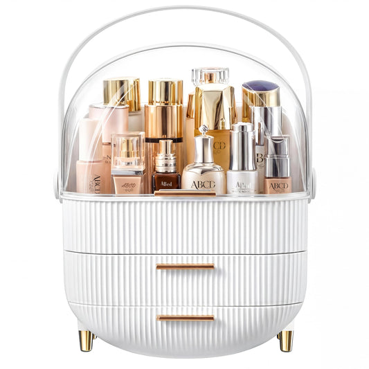 Makeup Organizer Skincare Organizers - Cosmetic Display Cases with Transparent Cover, SkinCare Organizers for Bathroom Countertop, Bedroom Vanity Desk, Lipstick Organizer, White