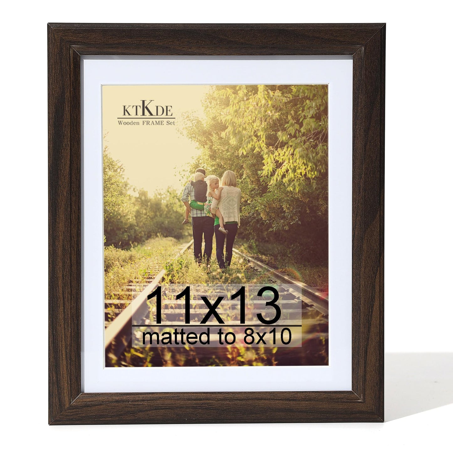 KTKDE 11x13 Picture Frame,Display Pictures 8x10 with Mat or 11x13 Without, Tempered Glass,13 by 11 Walnut Wooden Frame Wall Gallery Poster Frame best gift