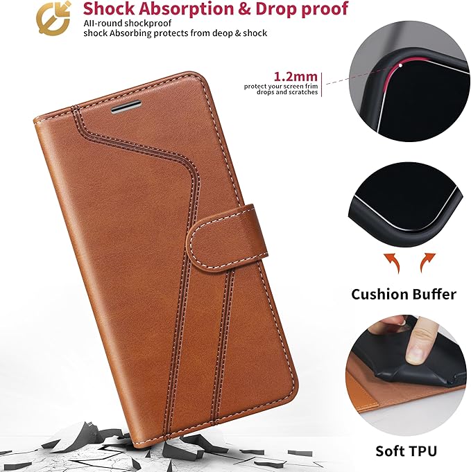 CIVICASE for iPhone 15 Plus Wallet Case,Leather Flip Case RFID Blocking Credit Card Holder Folio Magnetic Stand TPU Shockproof Cover Compatible with iPhone 15 Plus Brown