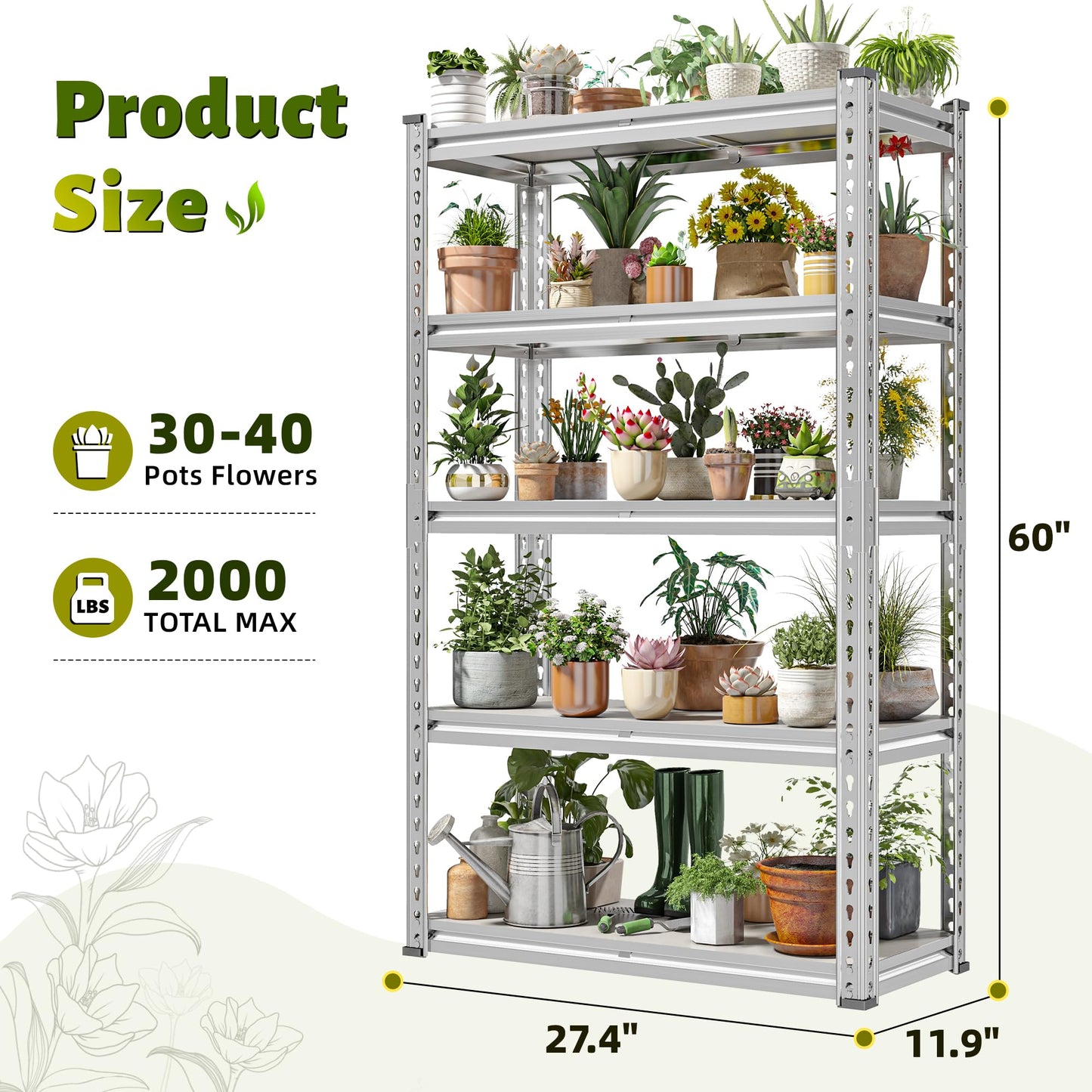 REIBII 60" H Waterproof Plant Stand with PP Board for Gardening Enthusiasts