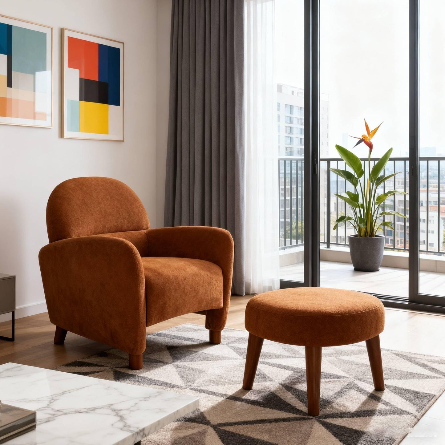 KEIKI Modern Lazy Chair with Ottoman, Upholstered Bedroom Lounge Chair for Unwinding, Soft Leisure Accent Chair with Footrest, Perfect for Night Reading, Quiet Corners & Restful Moments at Home