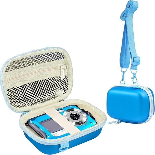 Leayjeen Underwater Camera Case Compatible with YISENCE/Trsunow/HICSHON/Yifecial/QUNVAL 11FT Waterproof Camera，Selfie Underwater Camera, Waterproof Floatable Digital Camera-Deep Blue(Case Only)