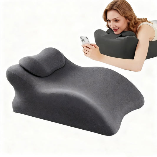 Multi-Functional Pillow Ergonomic Wedge Backrest with Wide Applications, Memory Foam Cushion for Sleeping and Reading, Prone Pillow with Superior Neck & Shoulder Support (Dark Gray)