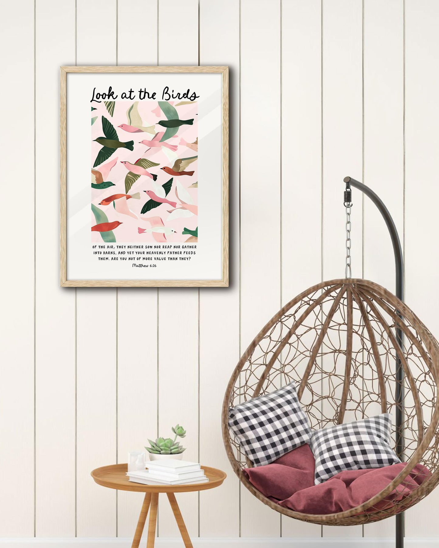 EcoHest 12x16 in Matthew 6:26 Look at the Birds Framed Christian Wall Art