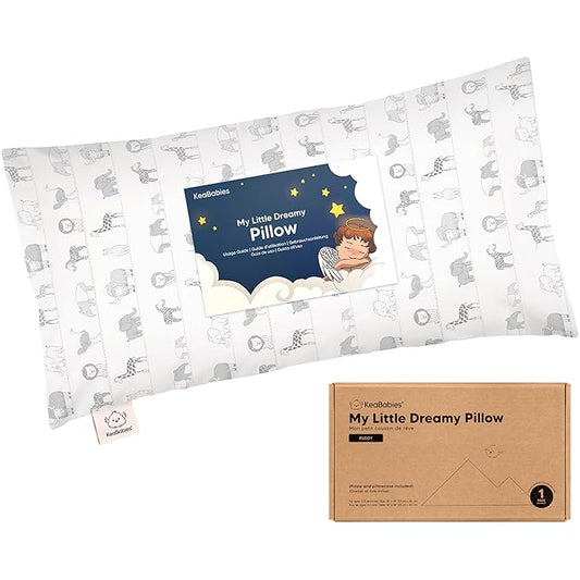 Toddler Pillow with Pillowcase - 10x18 My Little Dreamy Kids Travel Bed Pillows for Sleeping, Organic Cotton Small Pillowcase, Soft & Breathable, Machine Washable, Toddlers 2-5 years old (Savannah)
