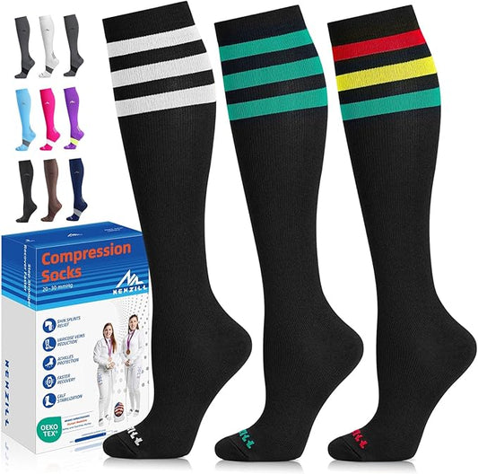 NEWZILL Medical Compression Socks for Women & Men, 20-30 mmHg Knee-High Support for Circulation, All-Day Comfort for Work Travel Running Cycling and Fitness