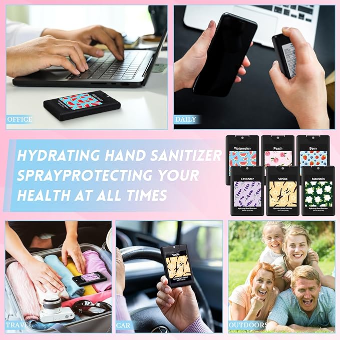 6 Pack Hand Sanitizer Spray Travel Size Scented Hand Sanitizer Spray Mini Hydrating Pocket Gifts for Spring Holiday Party Favor Coworker Staff Teacher
