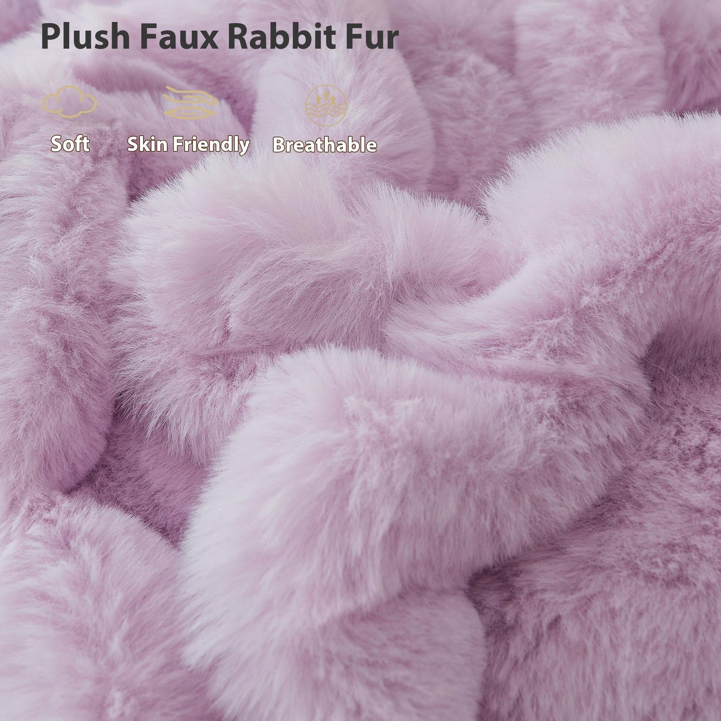 LIFEREVO 2 Pieces Fluffy Faux Rabbit Fur Pillow Cases, Luxury Soft Plush Shaggy Bubble Pillowcases Standard Size with Zipper, Furry Fuzzy Long Pillow Shams for Adult Girls Kids Teens 20x26, Lavender