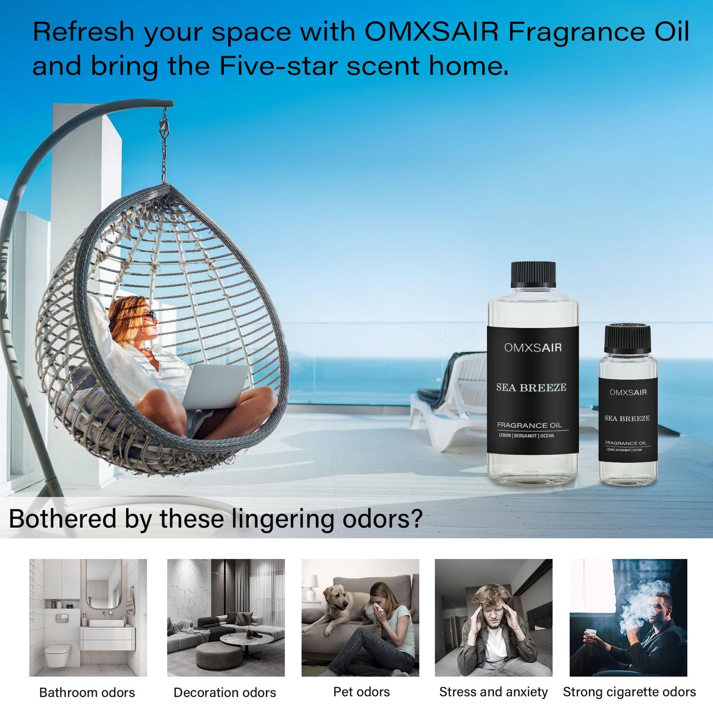 Hotel Diffuser Oil Inspired by The Ritz Carlton Hotel Scent 120ml/4.1 Fl oz -Essential Oil Diffuser Refill-Lemon Bergamot Ocean Breeze-Long Lasting HVAC Diffuser Oil for Home & Spa Use