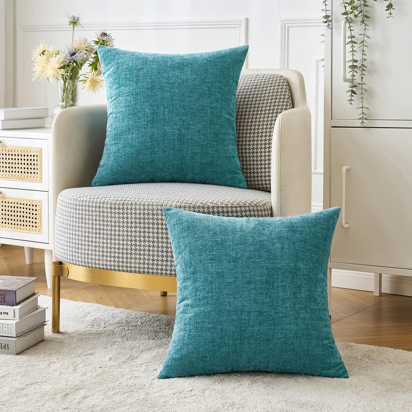 MIULEE Pack of 4 Corduroy Decorative Throw Pillow Covers Chenille Pillow Covers