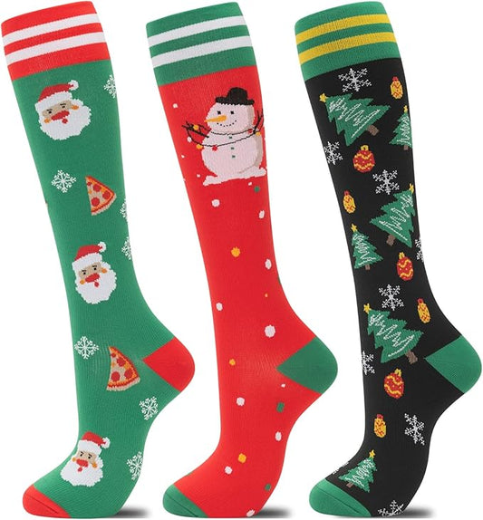 fenglaoda Compression Socks for Women Men 3 Pairs Graduated Compression Support Circulation Socks for Nurses