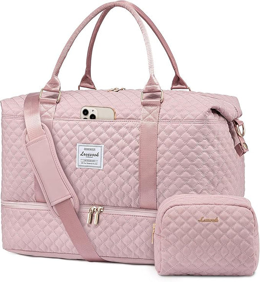 LOVEVOOK Travel Duffle Bag,Weekender Bags for Women with Shoe Compartment，Carry on Overnight Bag with Toiletry Bag,Gym Duffel Bag with Wet Pocket, Hospital Bags for Labor and Delivery