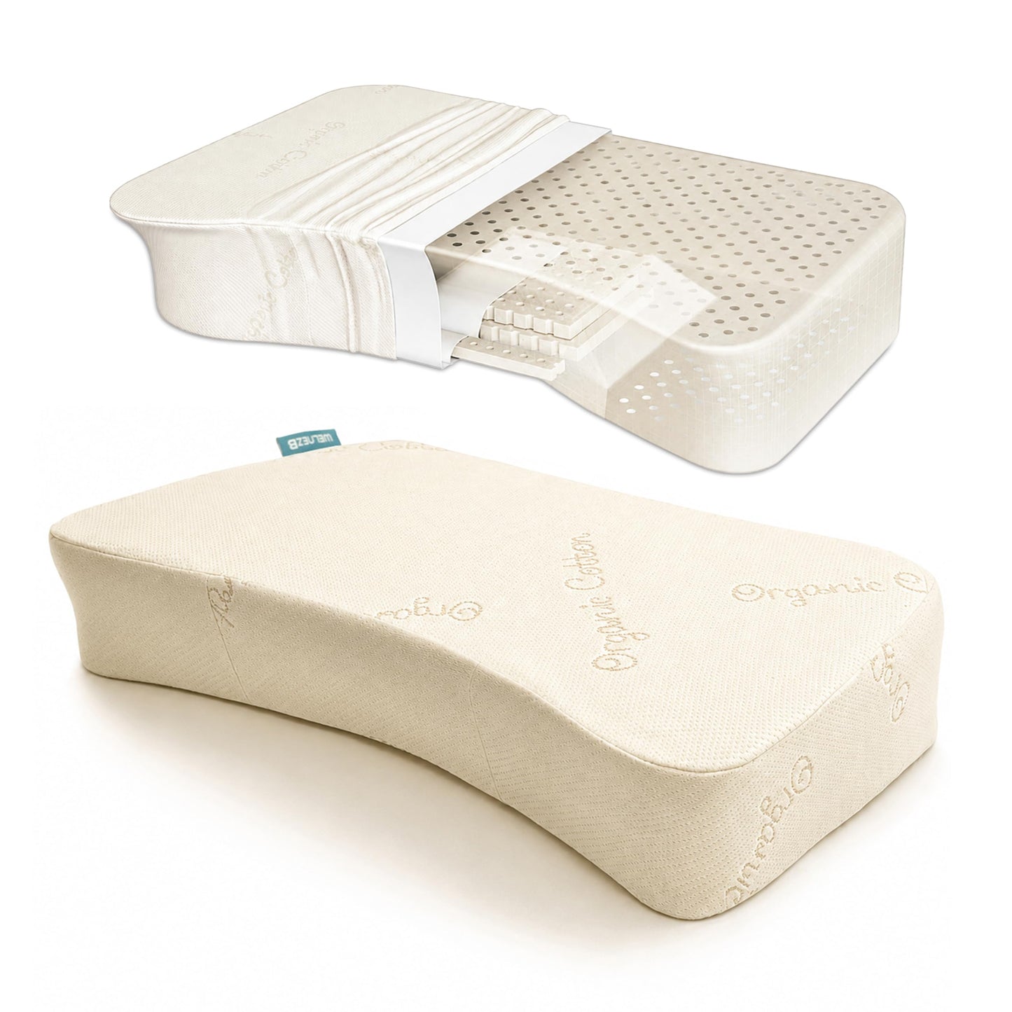 WelnezB Cervical Pillow, Side Sleeper Pillow with 5" Loft & Shoulder Curve - 100% Natural Latex, Dual-Zone Adjustable Neck & Head Support, Flat-Top & Bottom-Up Design for Side, Back & Combo Sleepers