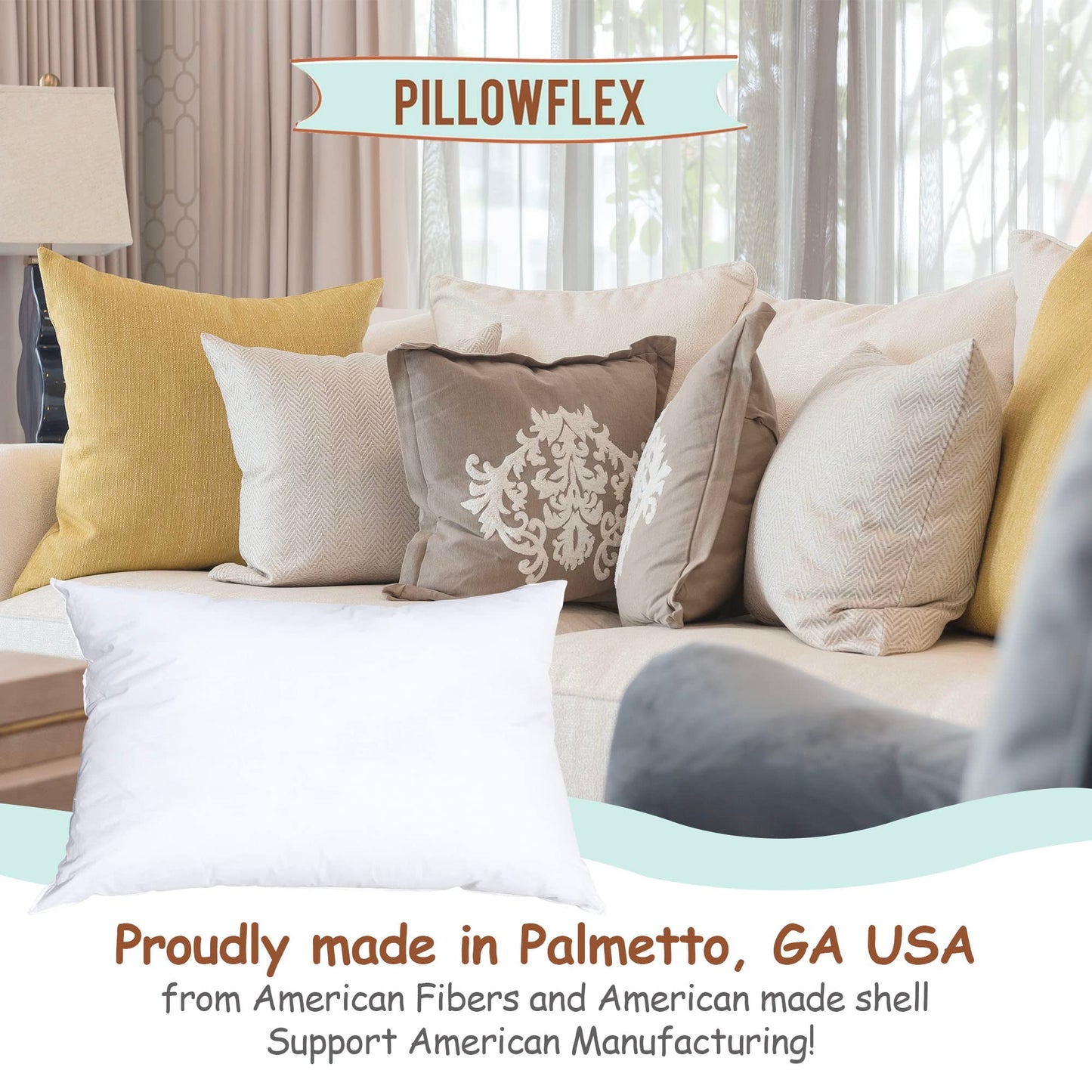Pillowflex Synthetic Down Pillow Insert - 22x28 Down Alternative Pillow, Ultra Soft Oversized Standard Bed Sleeping Pillow, Large Rectangle Sham - 1 Decorative Pillow Form