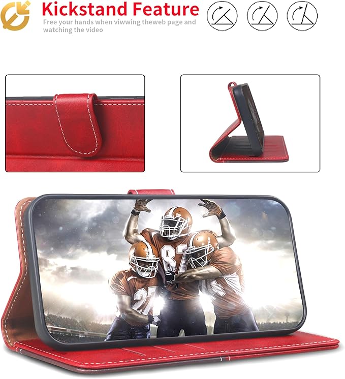 CIVICASE for iPhone 17 Pro Max Wallet Case,PU Leather Flip Case RFID Blocking Credit Card Holder Folio Magnetic Stand TPU Shockproof Cover Compatible with iPhone 17 Pro Max, Red Brown