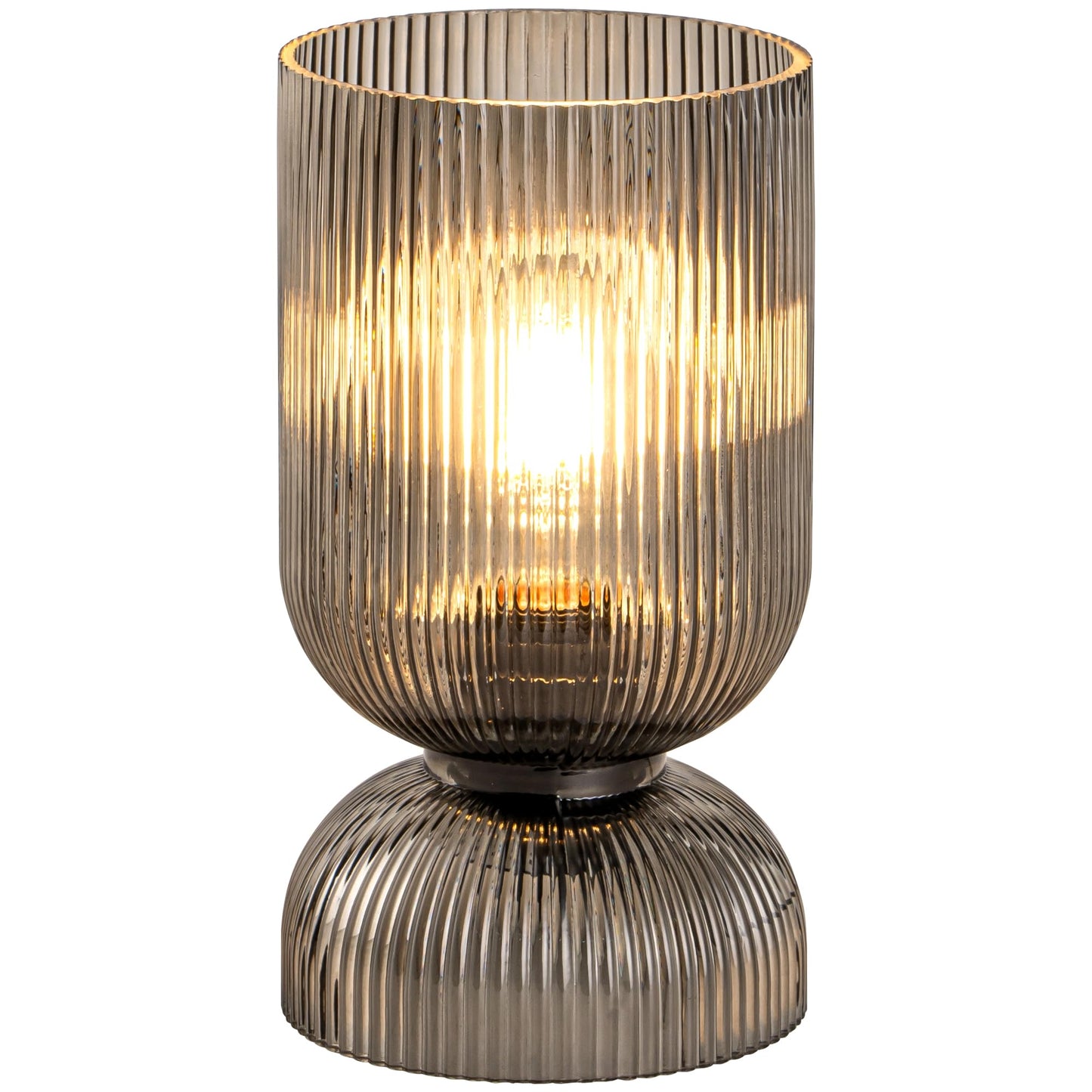 Gmrhndy Modern Table Lamp,Glass Mid Century Lamp with Smoky Gray Glass Shade, Bedside Lamp with On/Off Switch, Minimalist Nightstand Lamp for Bedroom, Living Room, Office (Bulb not Included)