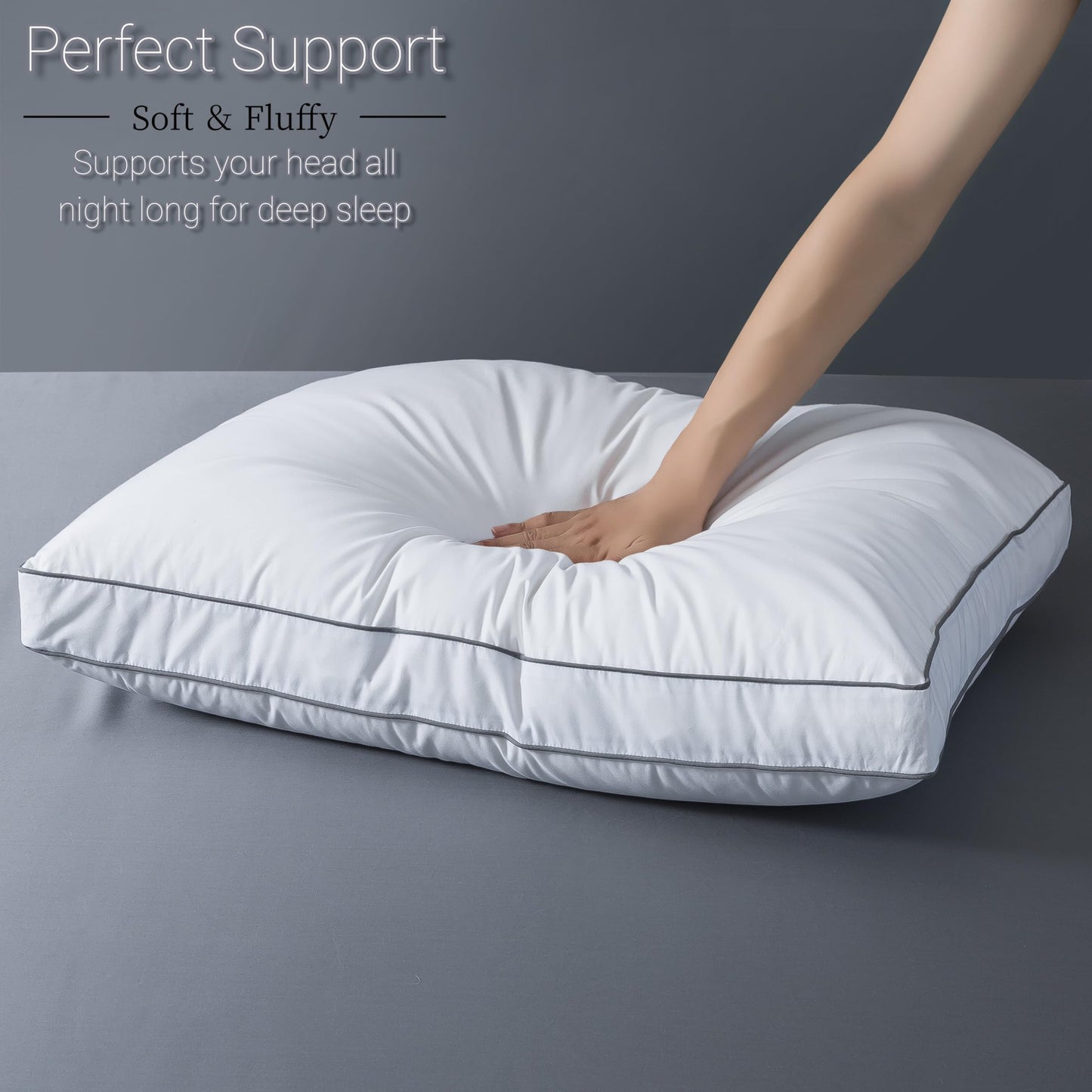 ELNIDO QUEEN Goose Feather Down Fiber Pillows Queen Size Set of 2, Luxury Hotel Collection Bed Pillows for Sleeping, Down Surrounded Pillows 2 Pack, Soft ＆ Fluffy for Side, Back Sleepers 20x30 in