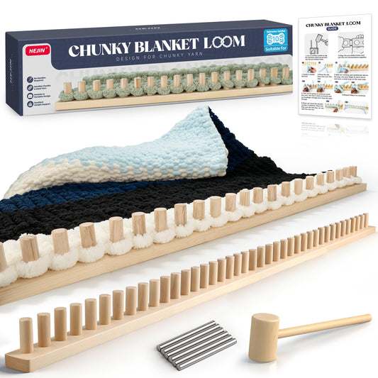 HEJIN 63" Chunky Blanket Loom, Adjustable Size Loom for Chunky Blanket, Knitting Loom Kit No Needles Required, Gift for DIY Craft Enthusiasts, Beginner Friendly Yarn Craft