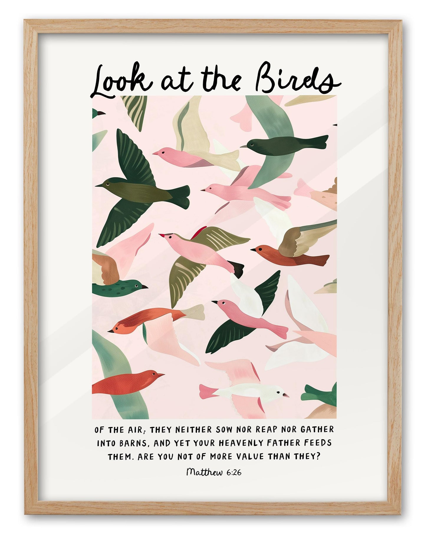 EcoHest 12x16 in Matthew 6:26 Look at the Birds Framed Christian Wall Art