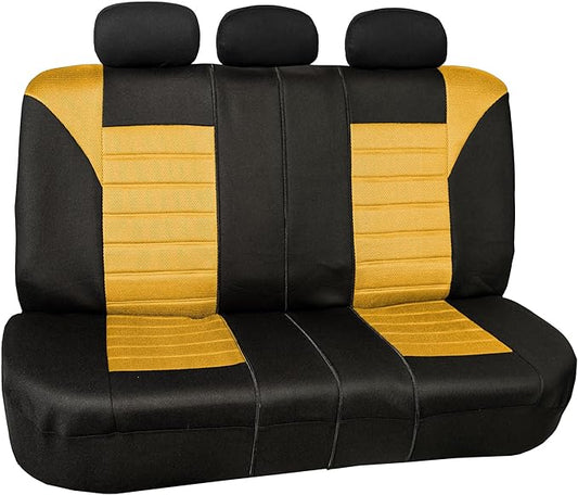 FH Group Automotive Car Seat Covers Rear Set Premium 3D Air Mesh Seat Covers, Airbag Compatible and Split Bench Cover Universal Fit Interior Accessories for Cars Trucks and SUVs - Yellow